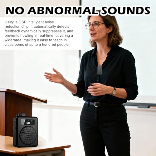 Voice Amplifier with Wireless Lavalier Microphones, Portable Voice Amplifier for Teachers, Speaker with 2 clip Microphones, PA System for Training, Meetings and Outdoors