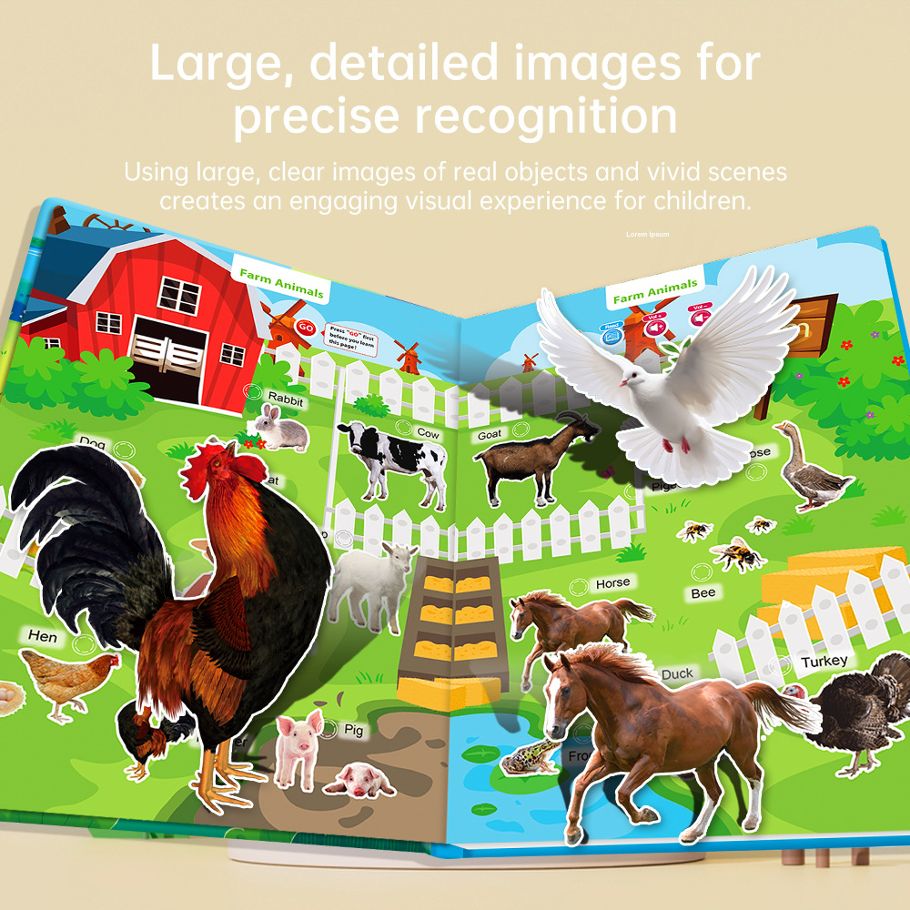 Kids Talking Book - Word Learning Toy USB Rechargeable - Talking Book for Preschool for Kids Children Girls Traveling Car Hotel Outdoor Home Schools Kindergarten Boys Girls Early Childhood Education