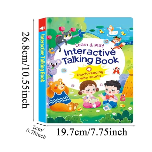Kids Talking Book - Word Learning Toy USB Rechargeable - Talking Book for Preschool for Kids Children Girls Traveling Car Hotel Outdoor Home Schools Kindergarten Boys Girls Early Childhood Education