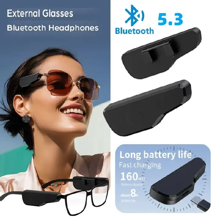 Wireless Headphones for External Glasses Headphones Bluetooth Air Conduction Stereo Headset Noise Reduce Handsfree Call Touch Headset  Bluetooth Speaker Clip-On Glasses Open-Ear Speaker
