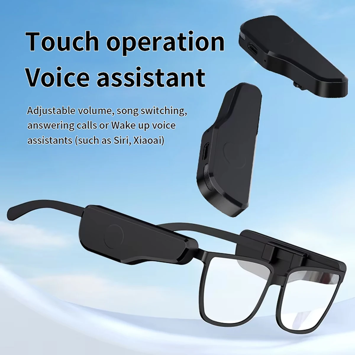 Wireless Headphones for External Glasses Headphones Bluetooth Air Conduction Stereo Headset Noise Reduce Handsfree Call Touch Headset  Bluetooth Speaker Clip-On Glasses Open-Ear Speaker