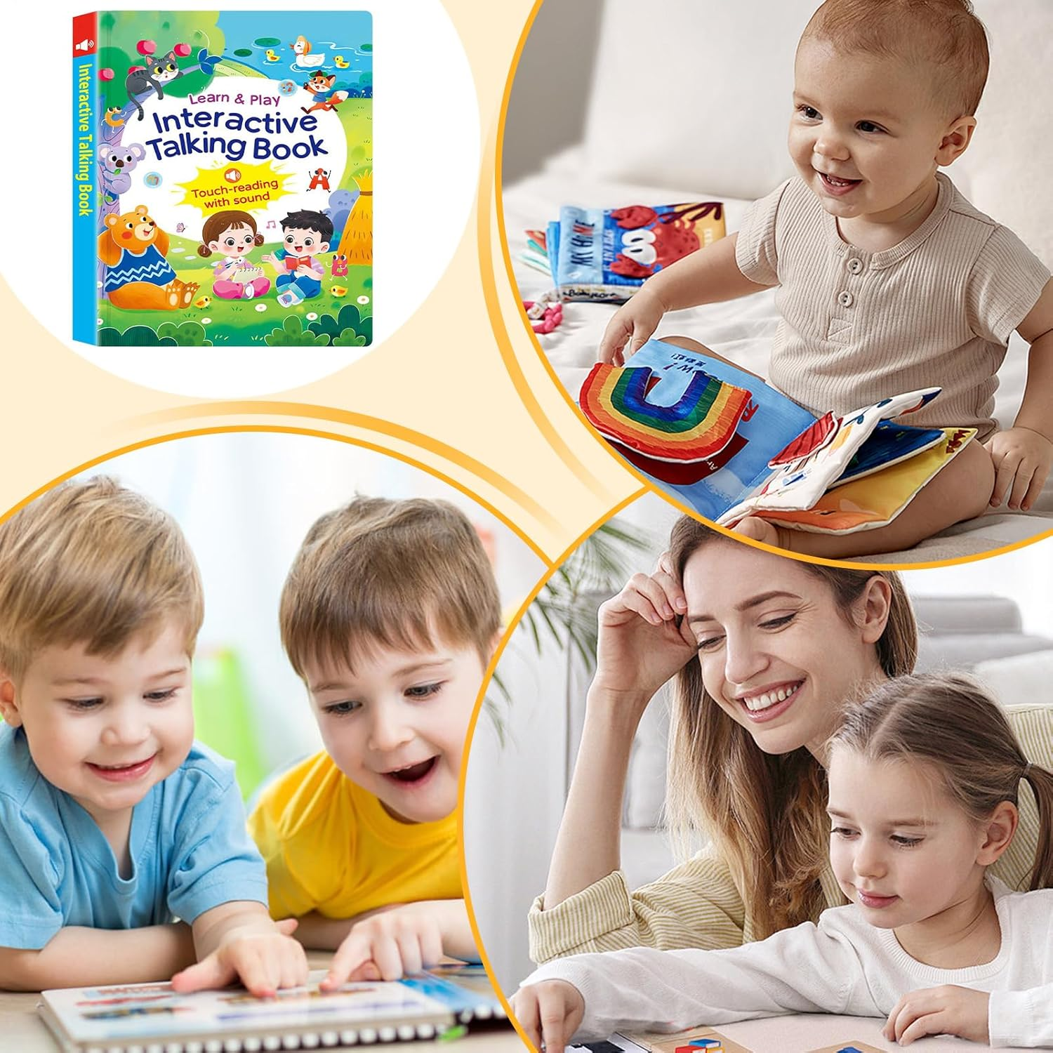 Kids Talking Book - Word Learning Toy USB Rechargeable - Talking Book for Preschool for Kids Children Girls Traveling Car Hotel Outdoor Home Schools Kindergarten Boys Girls Early Childhood Education
