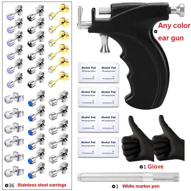 New Professional Stainless Steel Piercing Reusable Ear Piercing Gun Kit, Professional Body Nose Lip Piercing Kits, Professional Ear Tool Kit Premium Body Hole Piercing Stud Earrings for Earring