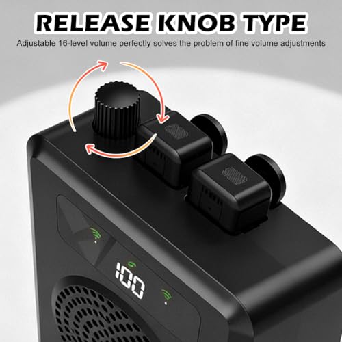 Voice Amplifier with Wireless Lavalier Microphones, Portable Voice Amplifier for Teachers, Speaker with 2 clip Microphones, PA System for Training, Meetings and Outdoors