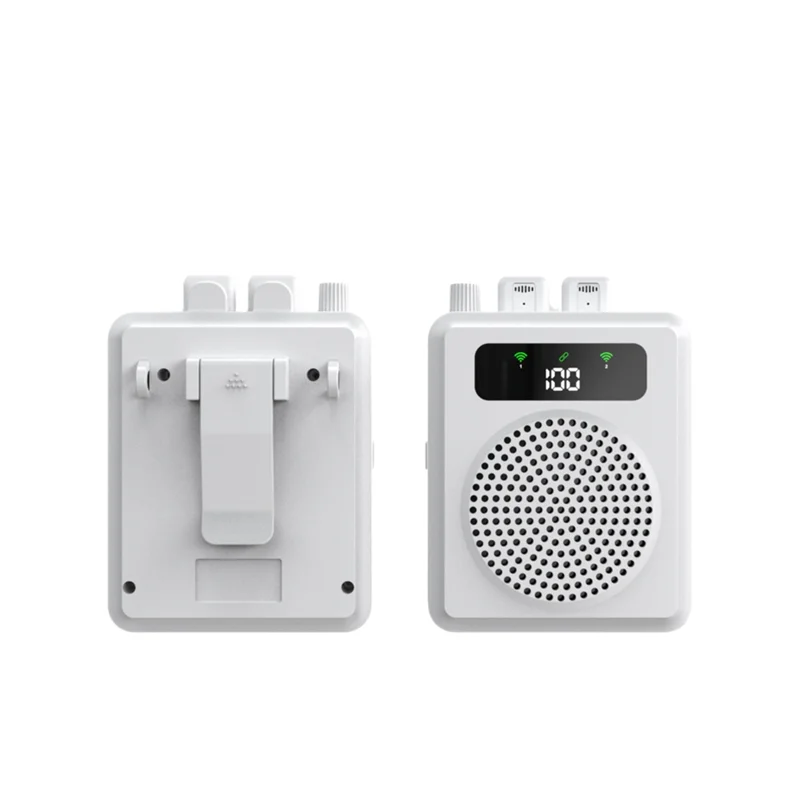 Voice Amplifier with Wireless Lavalier Microphones, Portable Voice Amplifier for Teachers, Speaker with 2 clip Microphones, PA System for Training, Meetings and Outdoors