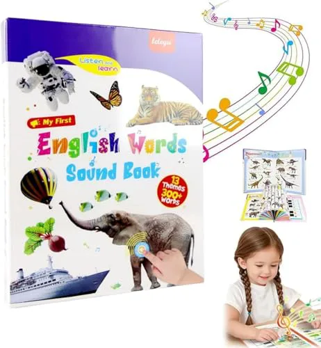 English Words Sound Book for Kids Toddlers 3,4,5 Years Old, 300+ Words Talking Interactive Audio Books for Early Learning English, and Educational Electronic Musical Toy Educational Gift