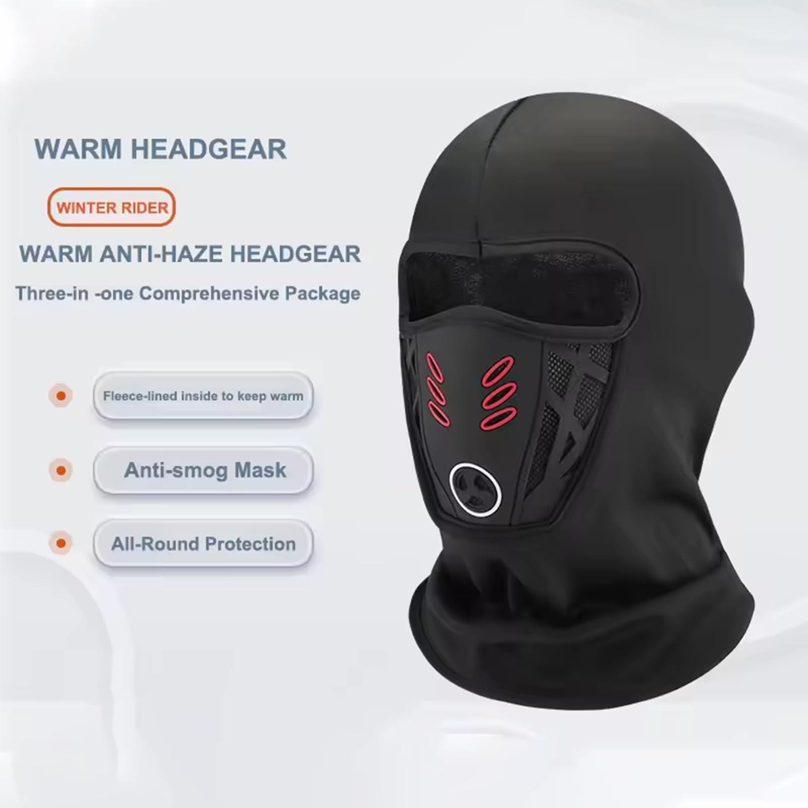 Protection Windproof Dust-Proof Breathable Winter Warm Mask Cold Protection Balaclava Ski Face Mask Outdoor Hat for Skiing Cycling Mototrcyle Thermal Mask Full Face for Men Women