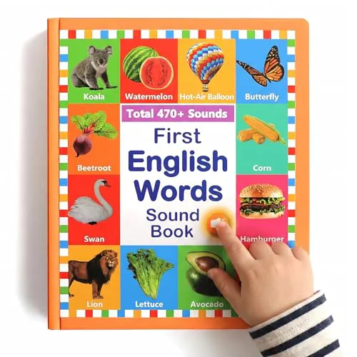 My First English Words Sound Book for Kids Ages 3-6, Interactive Toddler Books with 470+ Words & 21 Themes, Electronic Educational Toys for Boys Educational Electronic Musical Toy Educational Gift