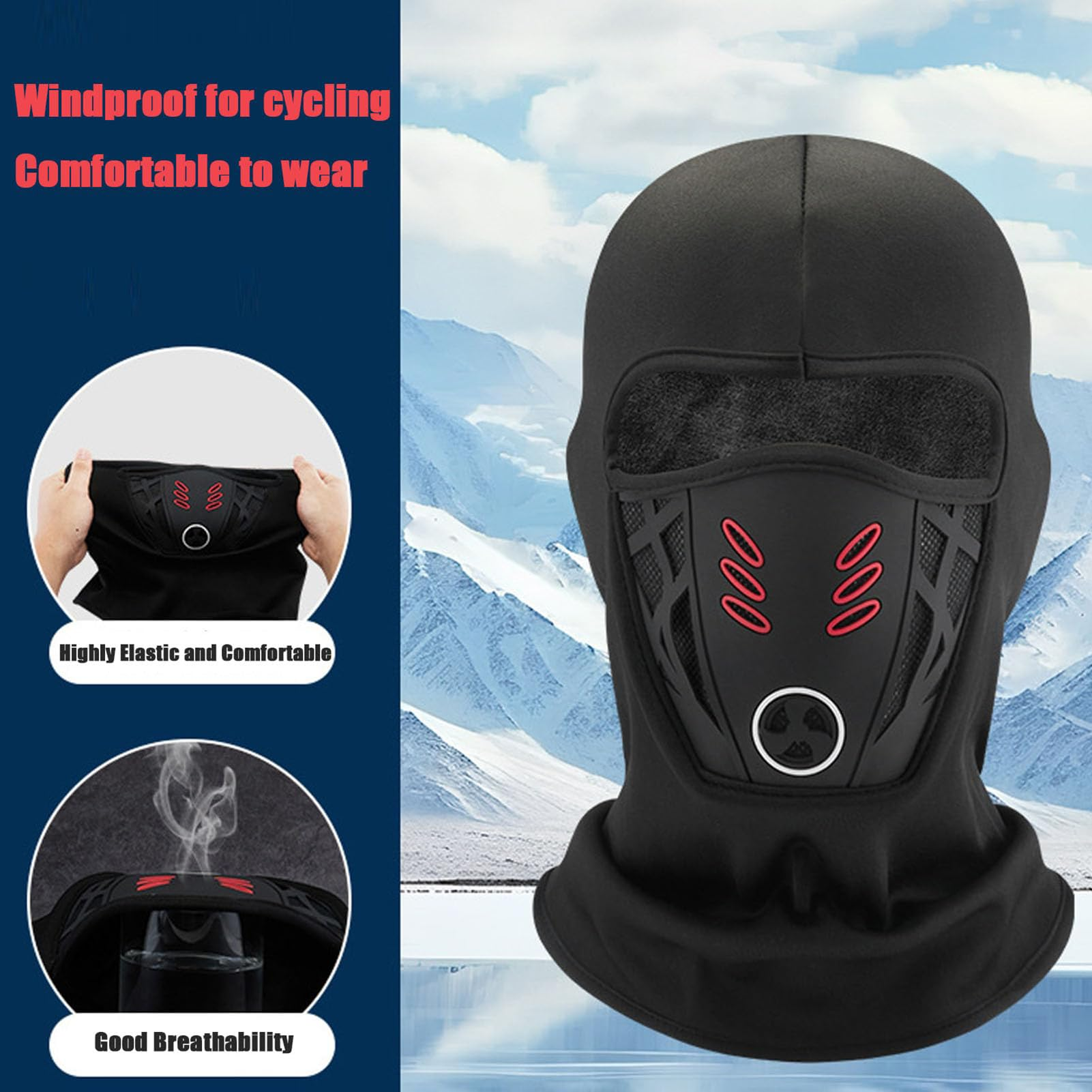 Protection Windproof Dust-Proof Breathable Winter Warm Mask Cold Protection Balaclava Ski Face Mask Outdoor Hat for Skiing Cycling Mototrcyle Thermal Mask Full Face for Men Women