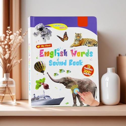 English Words Sound Book for Kids Toddlers 3,4,5 Years Old, 300+ Words Talking Interactive Audio Books for Early Learning English, and Educational Electronic Musical Toy Educational Gift