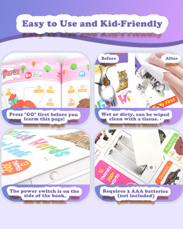 My First English Words Sound Book for Kids Ages 3-6, Interactive Toddler Books with 470+ Words & 21 Themes, Electronic Educational Toys for Boys Educational Electronic Musical Toy Educational Gift