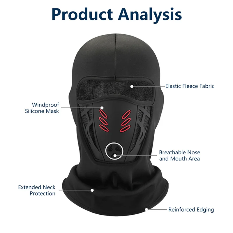 Protection Windproof Dust-Proof Breathable Winter Warm Mask Cold Protection Balaclava Ski Face Mask Outdoor Hat for Skiing Cycling Mototrcyle Thermal Mask Full Face for Men Women
