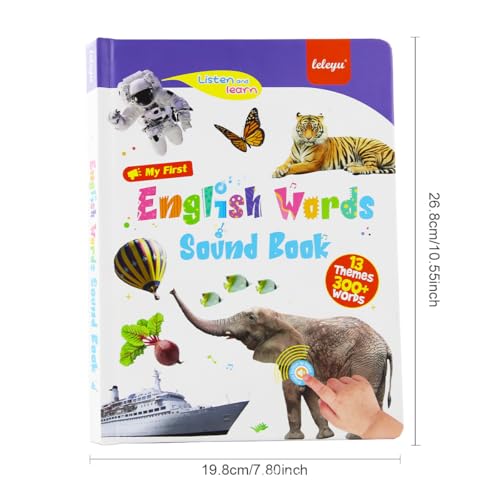 English Words Sound Book for Kids Toddlers 3,4,5 Years Old, 300+ Words Talking Interactive Audio Books for Early Learning English, and Educational Electronic Musical Toy Educational Gift