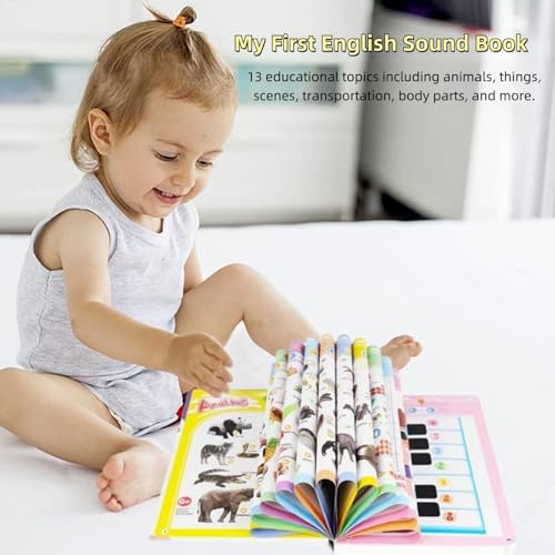 English Words Sound Book for Kids Toddlers 3,4,5 Years Old, 300+ Words Talking Interactive Audio Books for Early Learning English, and Educational Electronic Musical Toy Educational Gift