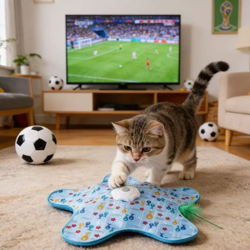 Rechargeable Automatic Cat Toy for Indoor Cats, Hide & Seek Hunting Game Exercise Play Plate, Rechargeable Interactive Cat Toys, Moving Concealed Feathers, Durable Exercise Toys for Indoor Cats