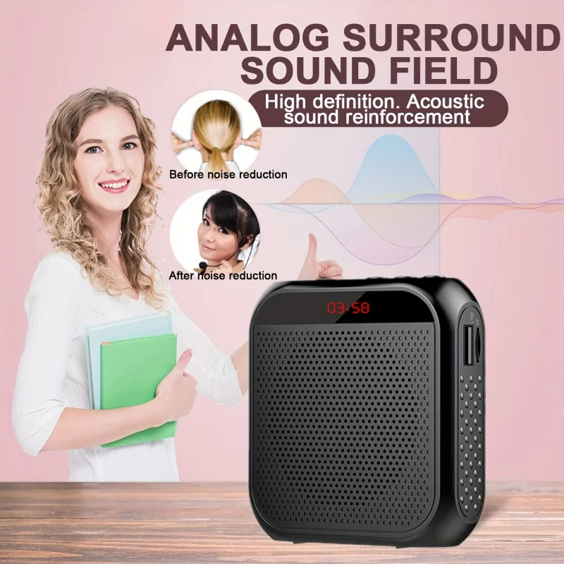 Portable Voice Amplifier for Teachers 2200mAh USB Rechargeable Personal Speech Amplifier Mic PA System Headset Microphone with Speaker for Teachers Training Meeting Tour Guide Yoga Classroom