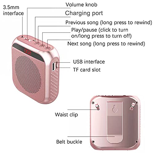 Portable Voice Amplifier for Teachers 2200mAh USB Rechargeable Personal Speech Amplifier Mic PA System Headset Microphone with Speaker for Teachers Training Meeting Tour Guide Yoga Classroom