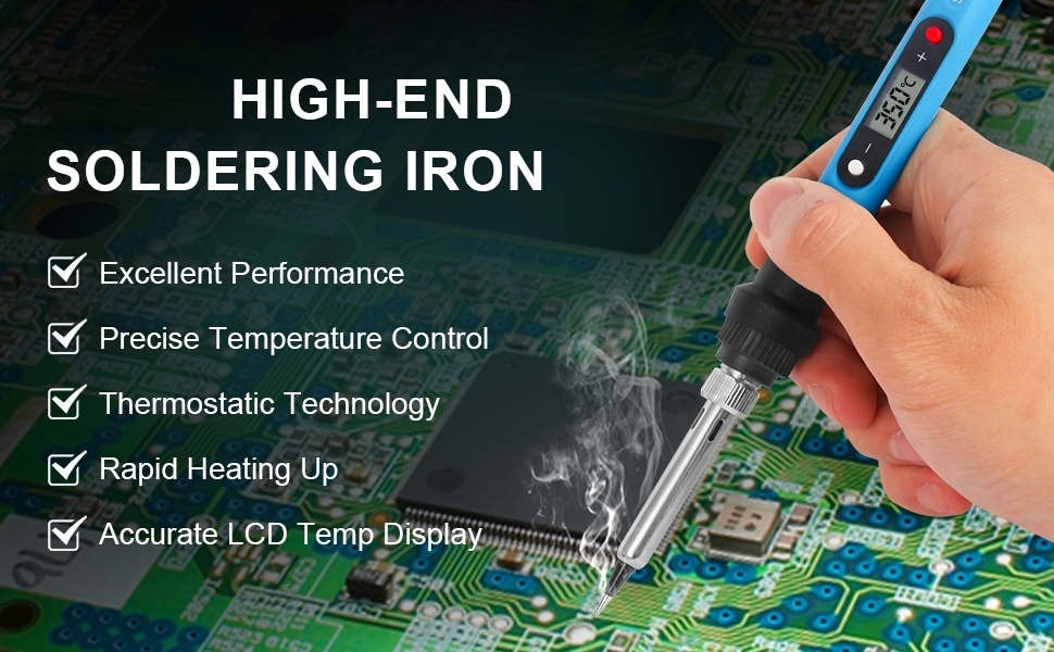 Electric Soldering Iron Kit with 80W LCD Digital Adjustable Temperature Soldering-Iron, 5 Soldering Tips, Rosin Flux, Solder Wires & Stand, Electrical Soldering Kit for Electronics, Best gift for men