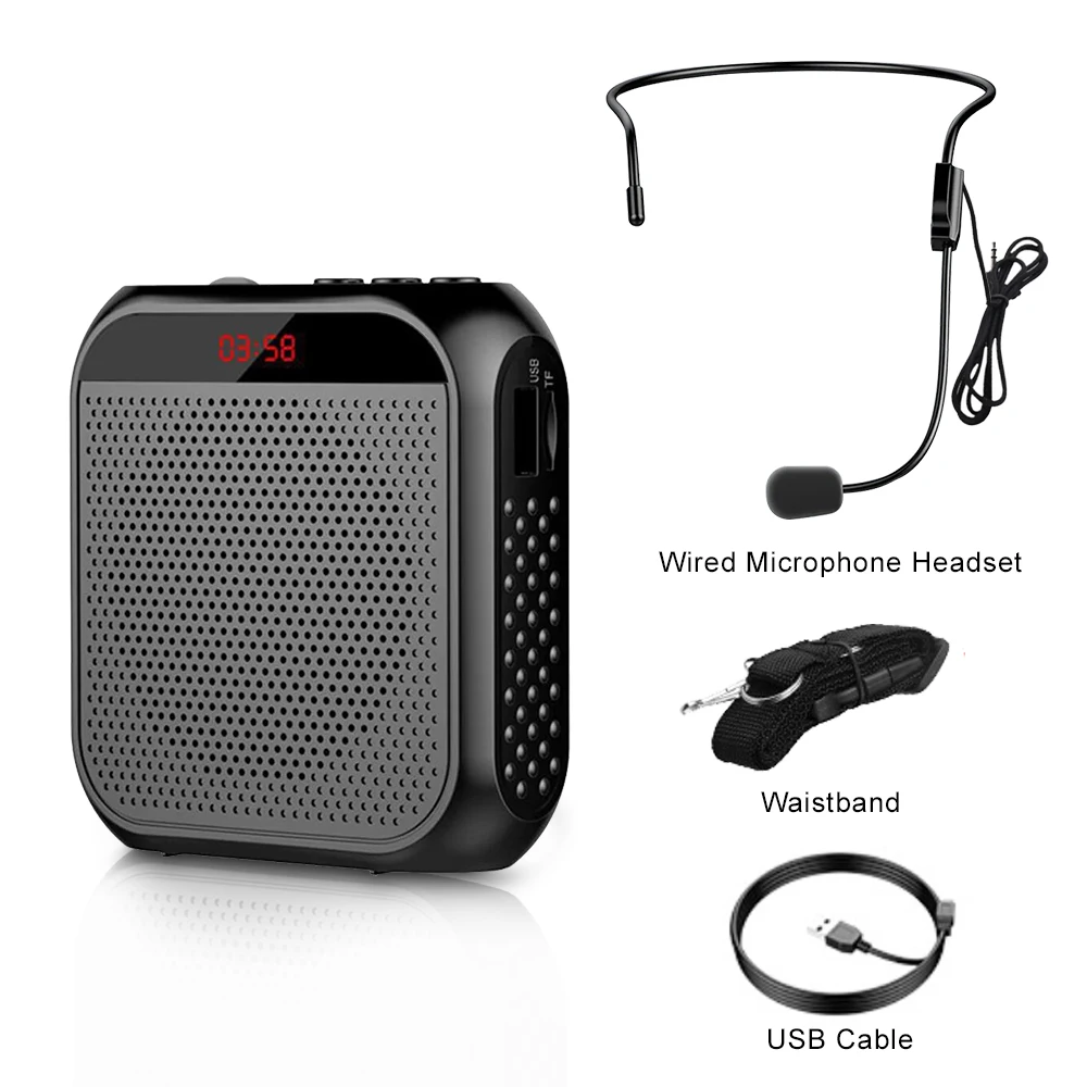 Portable Voice Amplifier for Teachers 2200mAh USB Rechargeable Personal Speech Amplifier Mic PA System Headset Microphone with Speaker for Teachers Training Meeting Tour Guide Yoga Classroom