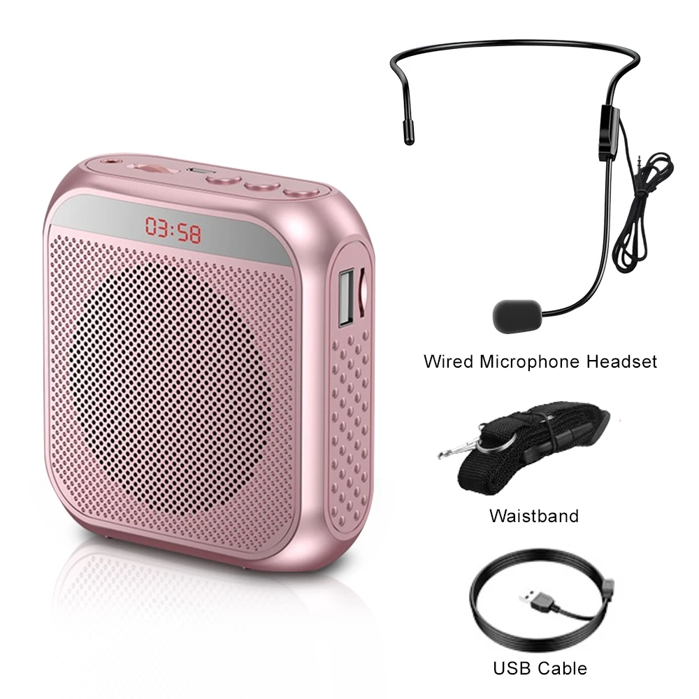 Portable Voice Amplifier for Teachers 2200mAh USB Rechargeable Personal Speech Amplifier Mic PA System Headset Microphone with Speaker for Teachers Training Meeting Tour Guide Yoga Classroom