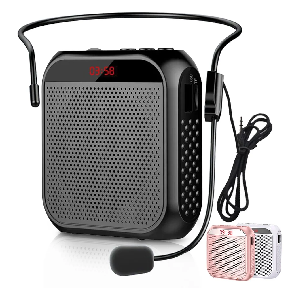 Portable Voice Amplifier for Teachers 2200mAh USB Rechargeable Personal Speech Amplifier Mic PA System Headset Microphone with Speaker for Teachers Training Meeting Tour Guide Yoga Classroom