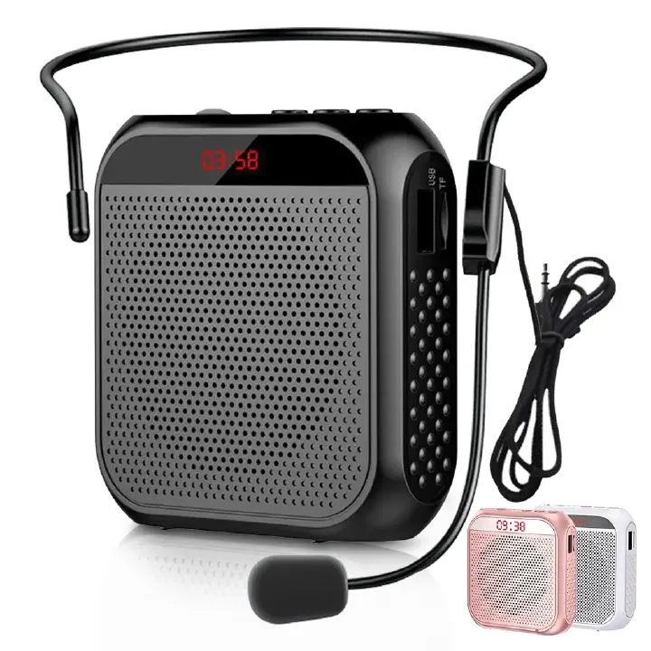 Portable Voice Amplifier for Teachers 2200mAh USB Rechargeable Personal Speech Amplifier Mic PA System Headset Microphone with Speaker for Teachers Training Meeting Tour Guide Yoga Classroom