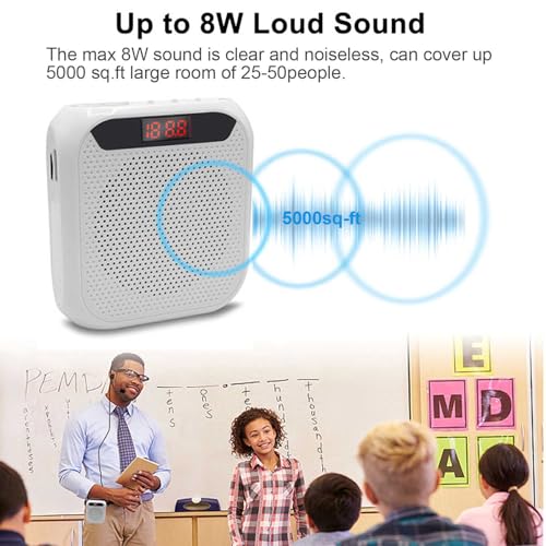 Portable Voice Amplifier for Teachers 2200mAh USB Rechargeable Personal Speech Amplifier Mic PA System Headset Microphone with Speaker for Teachers Training Meeting Tour Guide Yoga Classroom