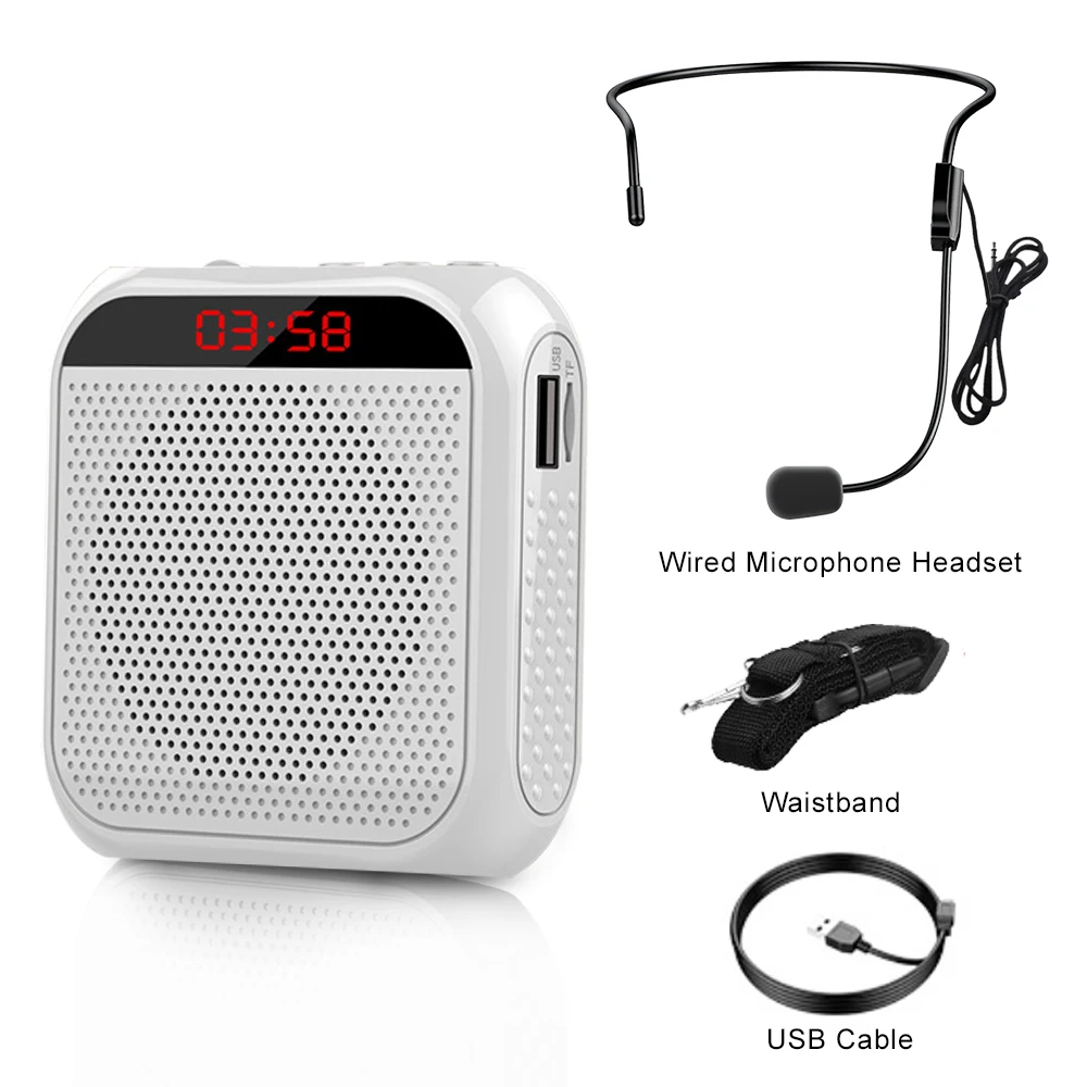 Portable Voice Amplifier for Teachers 2200mAh USB Rechargeable Personal Speech Amplifier Mic PA System Headset Microphone with Speaker for Teachers Training Meeting Tour Guide Yoga Classroom