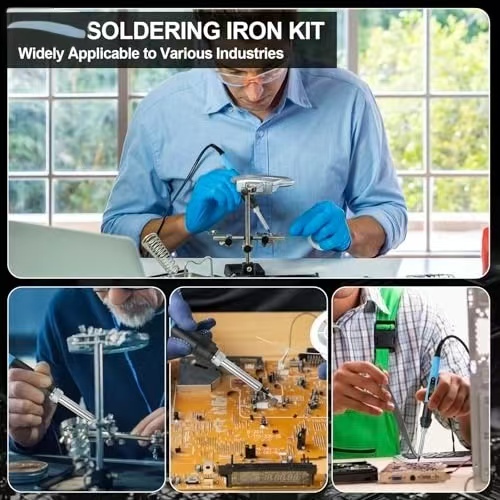Electric Soldering Iron Kit with 80W LCD Digital Adjustable Temperature Soldering-Iron, 5 Soldering Tips, Rosin Flux, Solder Wires & Stand, Electrical Soldering Kit for Electronics, Best gift for men