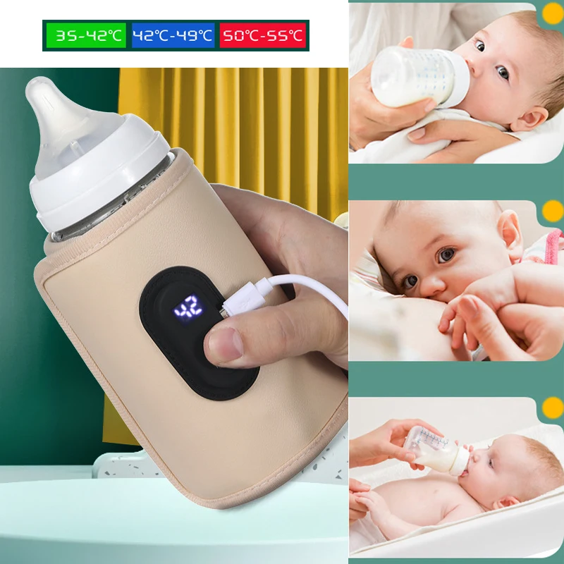 Portable USB Milk Water Warmer Travel Stroller Insulated Bag Baby Nursing Bottle Heater Safe Kids Supplies for Outdoor Warmer Temperature Adjustable USB Baby Bottle Heater for Home Family Travel