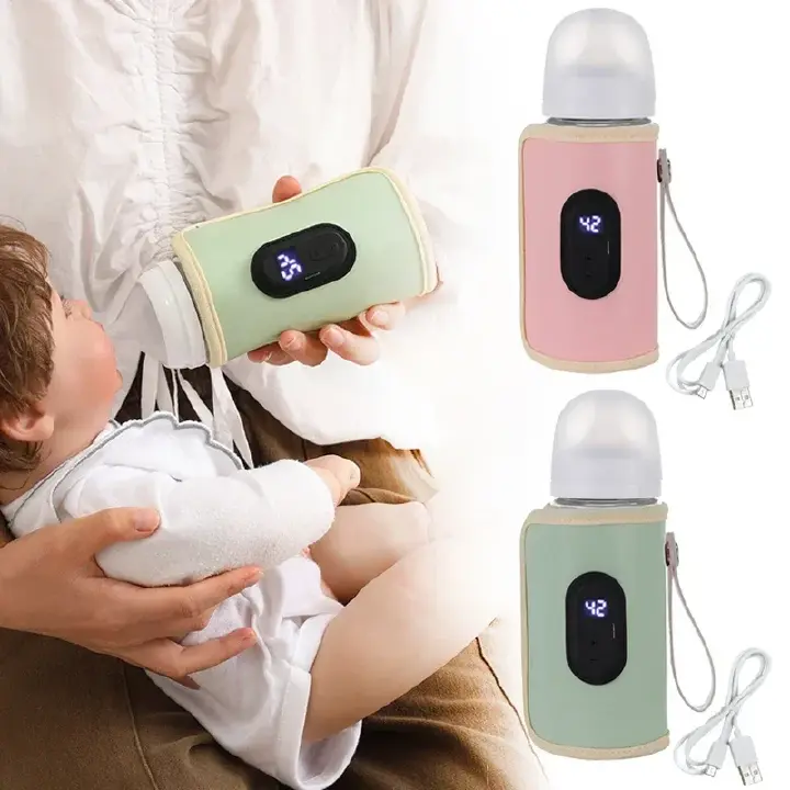 Portable USB Milk Water Warmer Travel Stroller Insulated Bag Baby Nursing Bottle Heater Safe Kids Supplies for Outdoor Warmer Temperature Adjustable USB Baby Bottle Heater for Home Family Travel
