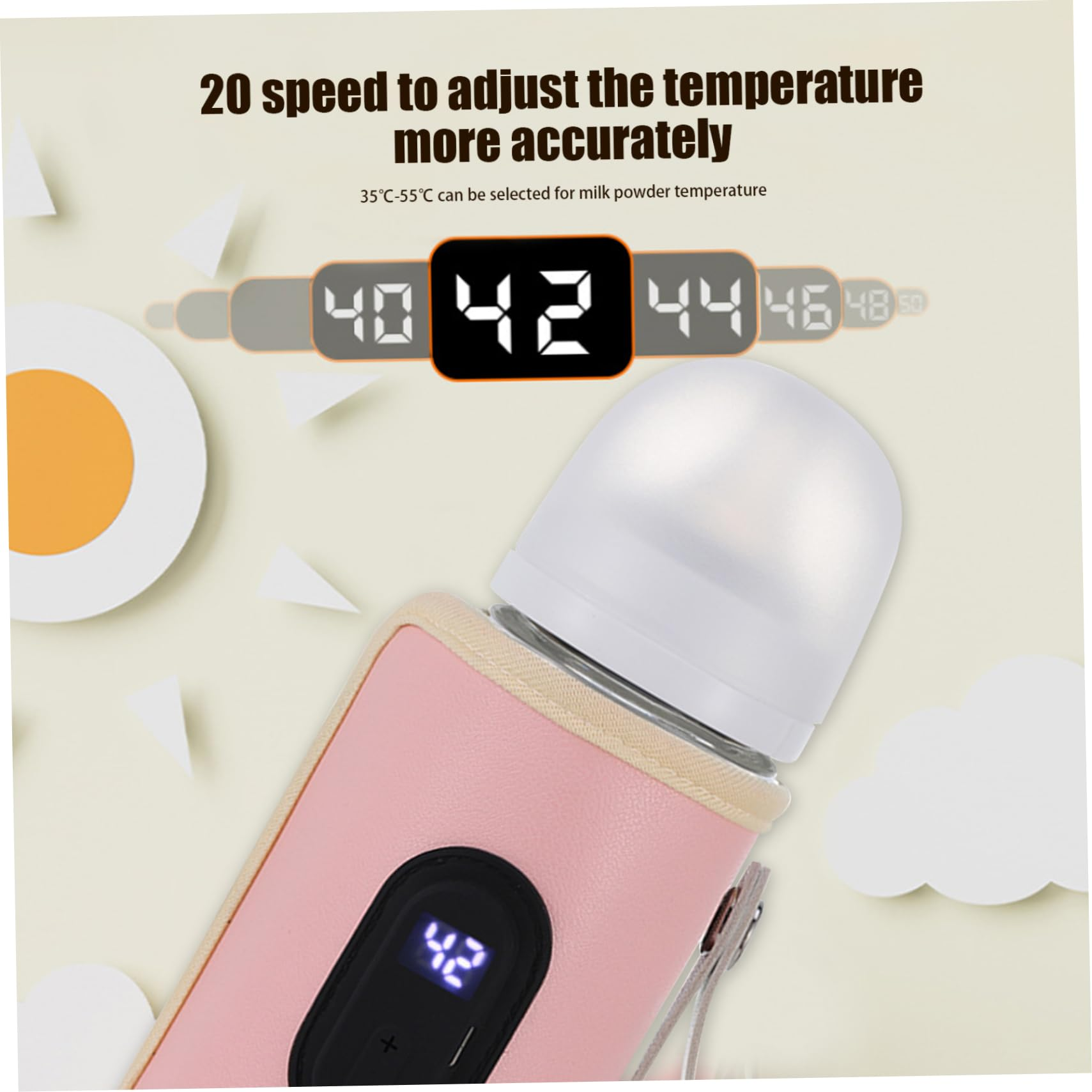 Portable USB Milk Water Warmer Travel Stroller Insulated Bag Baby Nursing Bottle Heater Safe Kids Supplies for Outdoor Warmer Temperature Adjustable USB Baby Bottle Heater for Home Family Travel