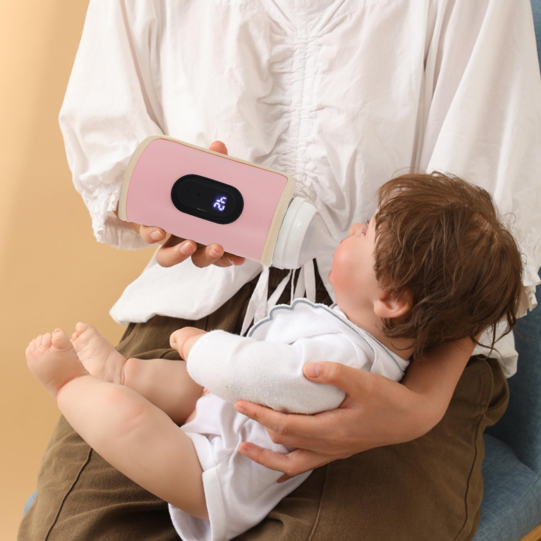 Portable USB Milk Water Warmer Travel Stroller Insulated Bag Baby Nursing Bottle Heater Safe Kids Supplies for Outdoor Warmer Temperature Adjustable USB Baby Bottle Heater for Home Family Travel