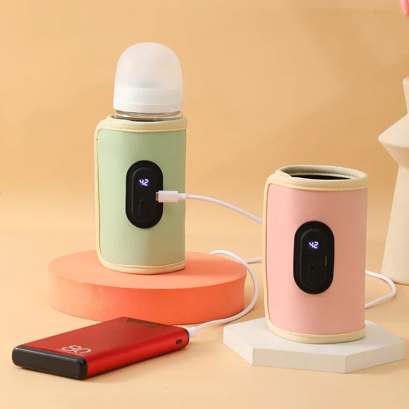 Portable USB Milk Water Warmer Travel Stroller Insulated Bag Baby Nursing Bottle Heater Safe Kids Supplies for Outdoor Warmer Temperature Adjustable USB Baby Bottle Heater for Home Family Travel