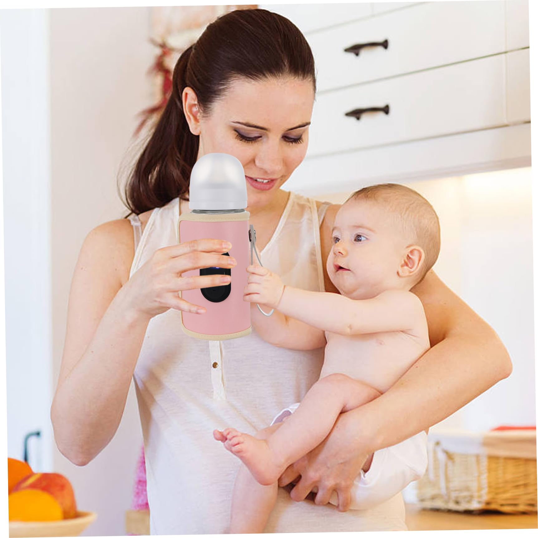 Portable USB Milk Water Warmer Travel Stroller Insulated Bag Baby Nursing Bottle Heater Safe Kids Supplies for Outdoor Warmer Temperature Adjustable USB Baby Bottle Heater for Home Family Travel