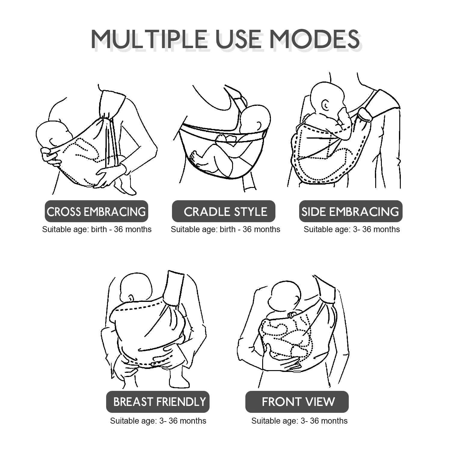 Baby Sling Carrier Baby Sling for 10-30lbs Adjustable Shoulder Straps, Portable, Lightweight, Non-Slip Hip Seat, Easy to Use, Safety Buckle, Comfortable, Great for Travel, Camping, Shopping