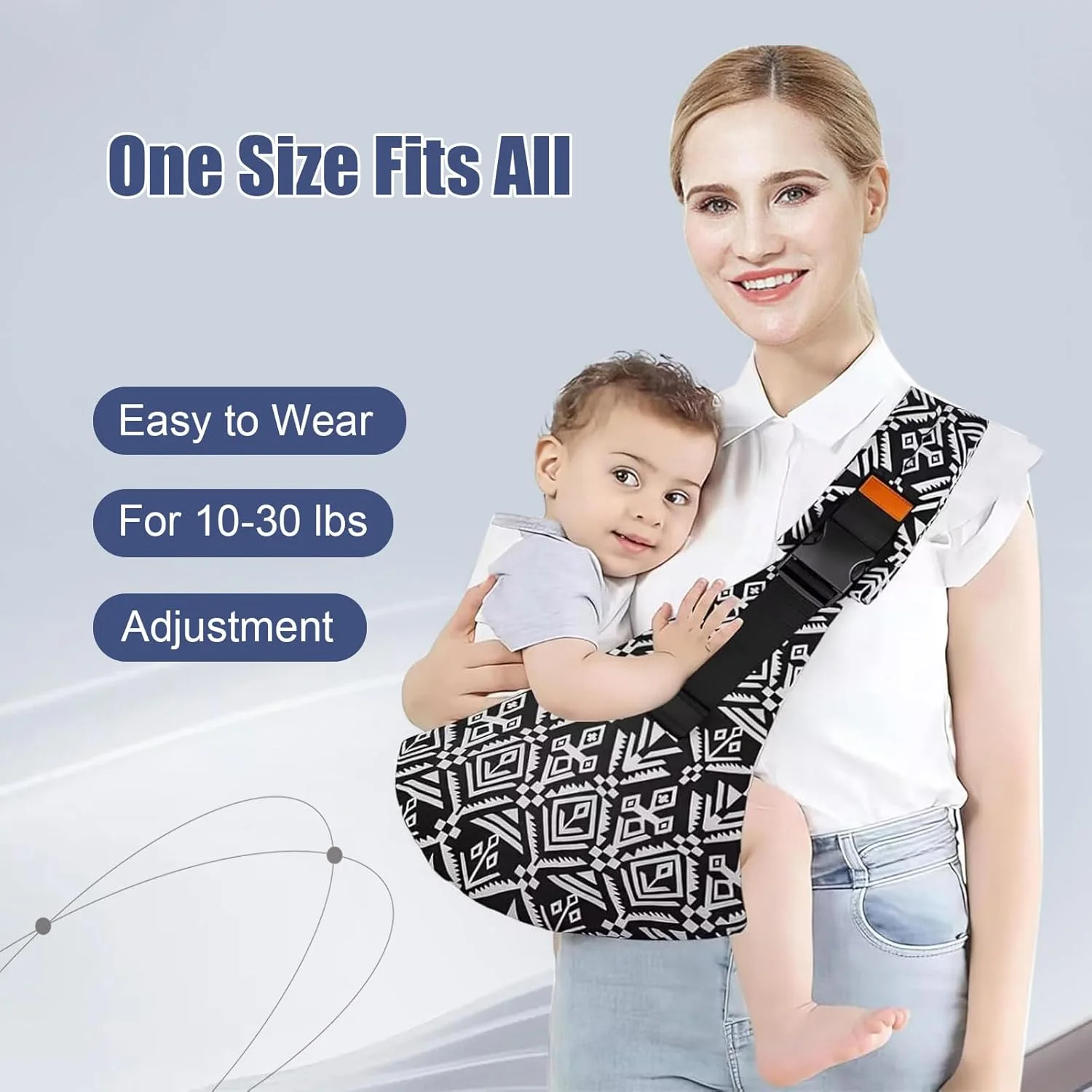 Baby Sling Carrier Baby Sling for 10-30lbs Adjustable Shoulder Straps, Portable, Lightweight, Non-Slip Hip Seat, Easy to Use, Safety Buckle, Comfortable, Great for Travel, Camping, Shopping