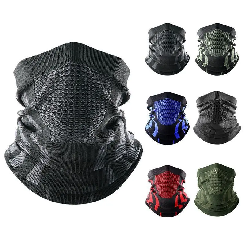 New Unisex Face Bandana Mask Cover Neck Warmer Bicycle Cycling Scarf Hiking Breathable Mask All-Weather Protection Outdoor Windproof Thickened Mask Bib