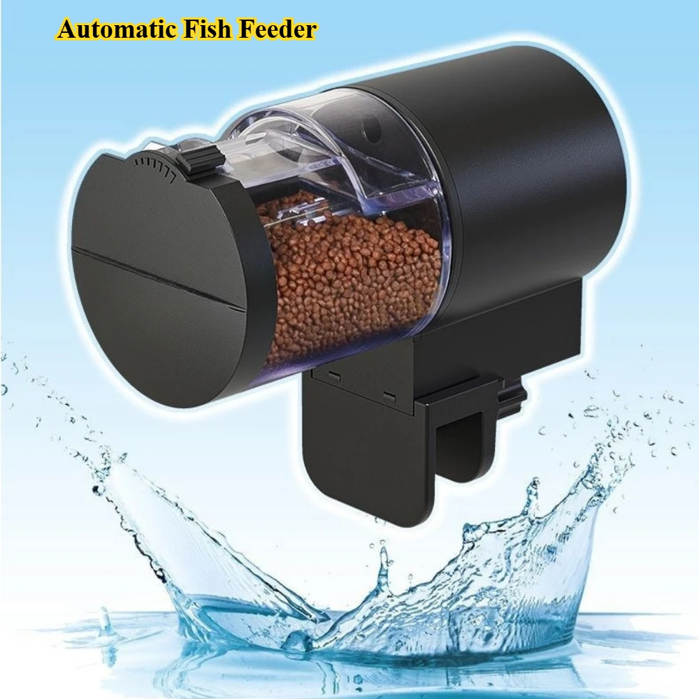 Automatic Fish Feeder, Smart Timing Aquarium Feeder for Fish Turtle, Dry Pellet Food Dispenser for Home Fish Tank, Easy Setup Vacation Use Pet Care Fishbowl Food, Ideal for Holiday Feeding