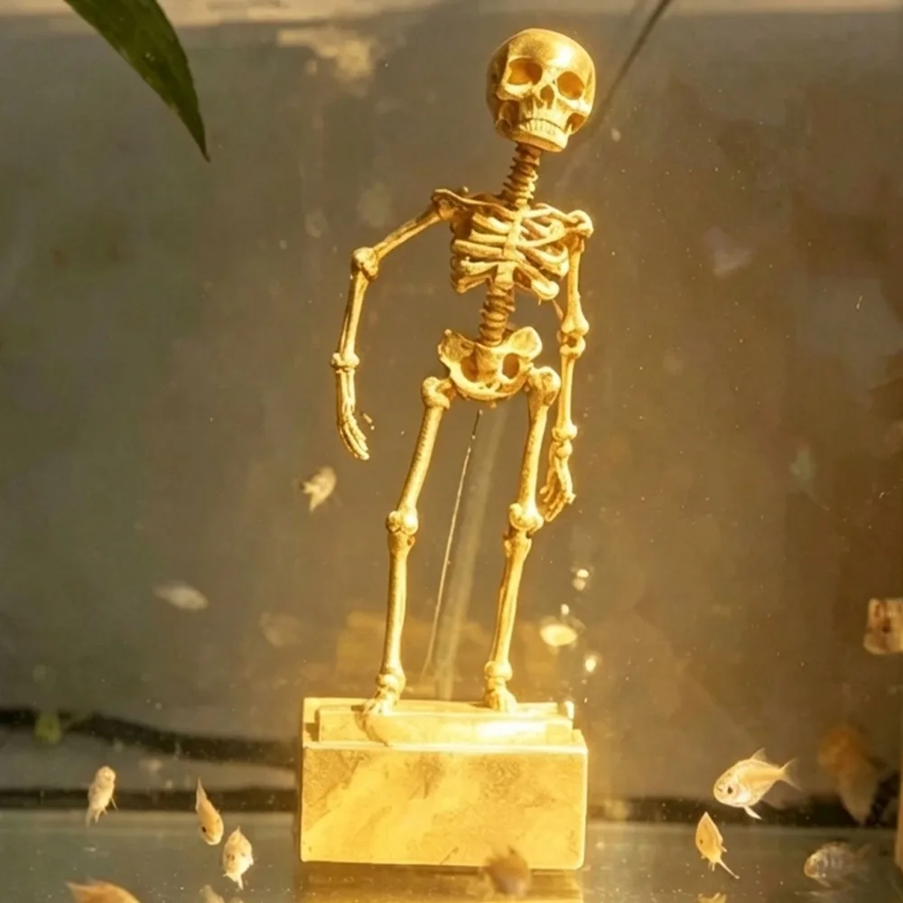 3D Printed Dancing Skeleton Aquarium Bubbler Home Decor Skeleton Fish Tank Decor Air Driven Moving Skeleton Halloween Ornament White & Luminous Available Joint Fish Tank Decor for Aquatic Landscape
