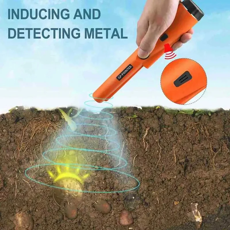 Treasure Hunter Handheld Metal Detector, Metal Pointer Waterproof Pin Pointer Holster Treasure Hunting Unearthing Tool Accessories, 360° Scan Buzzer Vibration for Gold Coin Treasure Hunt