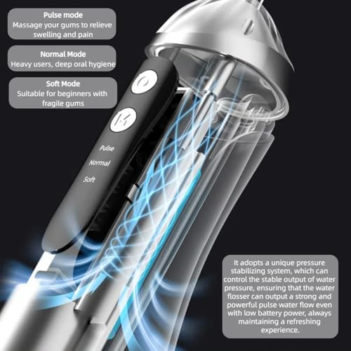 Oral Irrigator Dental Water Flosser for Teeth Portable Dental Water Irrigator Rechargeable Waterproof Dental Water Jet for Teeth Cleaning Travel Water Teeth Cleaner for Office Daily Use