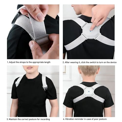 Intelligent USB Posture Corrector, Hunchback Reminder, Smart Sensor Vibration Reminder Posture Brace Trainer Straightener To Improve Slouch, Fitness Corrector Training Straps For Adult Kids