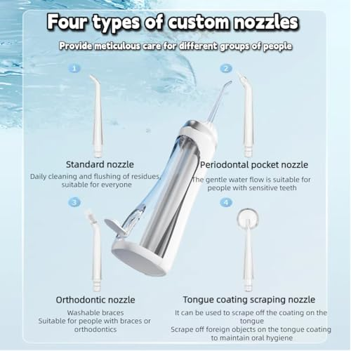 Oral Irrigator Dental Water Flosser for Teeth Portable Dental Water Irrigator Rechargeable Waterproof Dental Water Jet for Teeth Cleaning Travel Water Teeth Cleaner for Office Daily Use