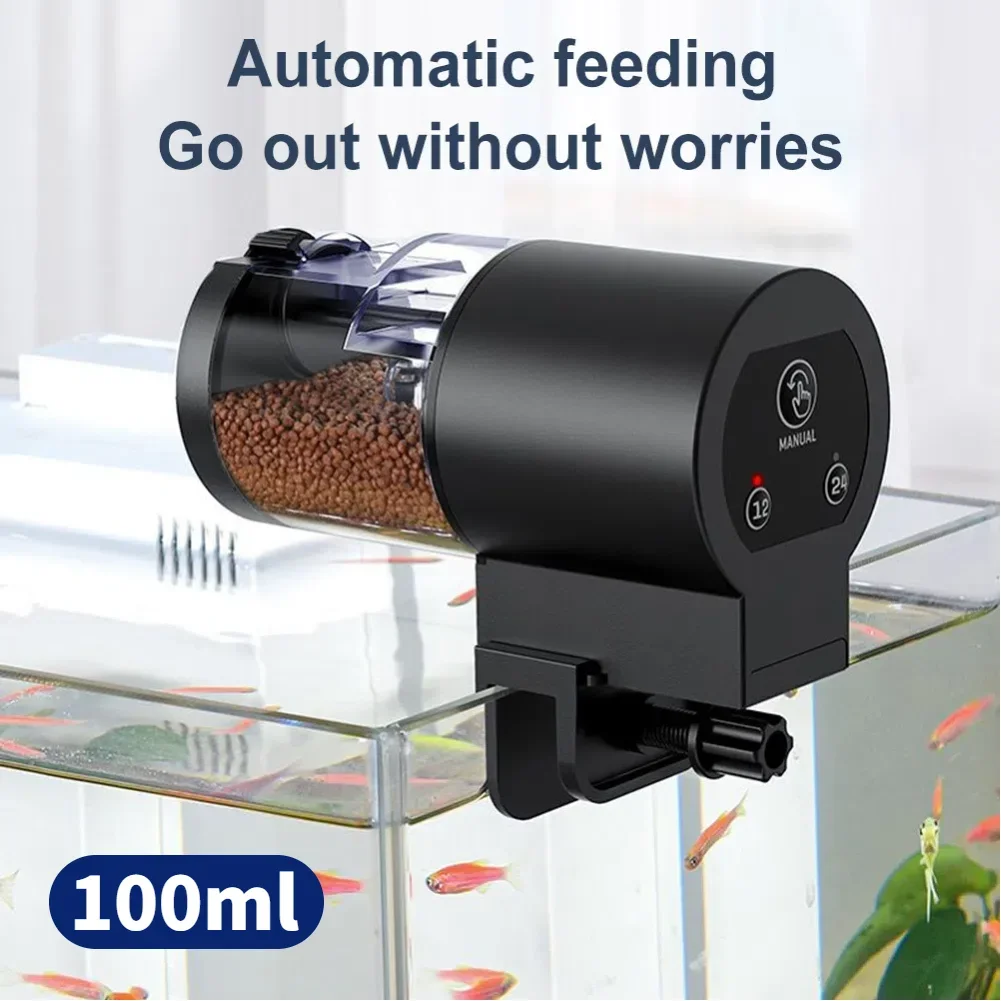 Automatic Fish Feeder, Smart Timing Aquarium Feeder for Fish Turtle, Dry Pellet Food Dispenser for Home Fish Tank, Easy Setup Vacation Use Pet Care Fishbowl Food, Ideal for Holiday Feeding