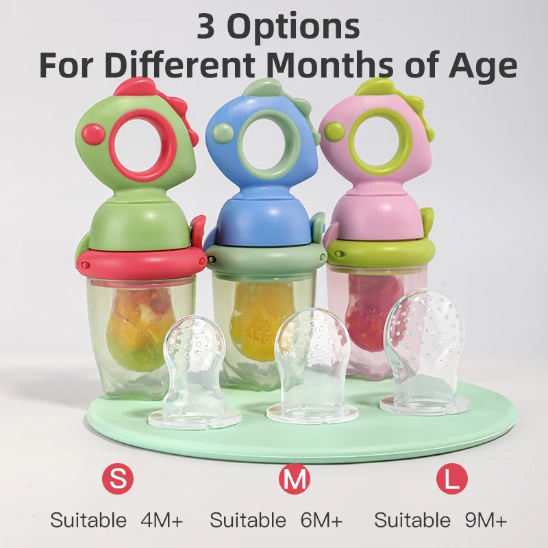 Rotating Push-type Food Grade Silicone Fresh Fruit and Vegetable Feeder For Infants Baby, Dinosaur Shape Toddlers Supplementary Food Dinosaur Rotate Push-Type Baby Fruit Feeder Kids Feeding Tool