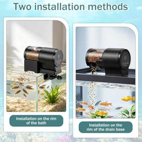 Automatic Fish Feeder, Smart Timing Aquarium Feeder for Fish Turtle, Dry Pellet Food Dispenser for Home Fish Tank, Easy Setup Vacation Use Pet Care Fishbowl Food, Ideal for Holiday Feeding