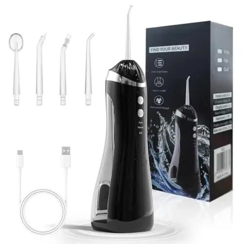 Oral Irrigator Dental Water Flosser for Teeth Portable Dental Water Irrigator Rechargeable Waterproof Dental Water Jet for Teeth Cleaning Travel Water Teeth Cleaner for Office Daily Use