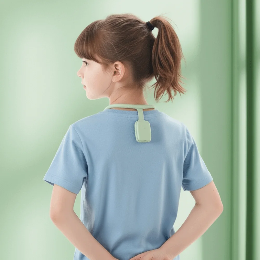 Neck-mounted Smart Posture Corrector Intelligent Vibration Reminder for Children Student Anti-Hunchback Sitting Trainer Chest Support Posture Correction Device Eye Protector Neck Shaking Anti-Myopia