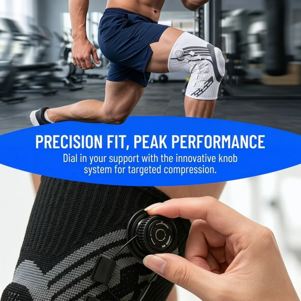 Professional Adjustable Knee Brace Patella Support Joint Pain Relief Meniscus Support Compression Sleeve Outdoor Hiking and Mountain Climbing/Post-Surgery Rehabilitation Training Sport & Exercise